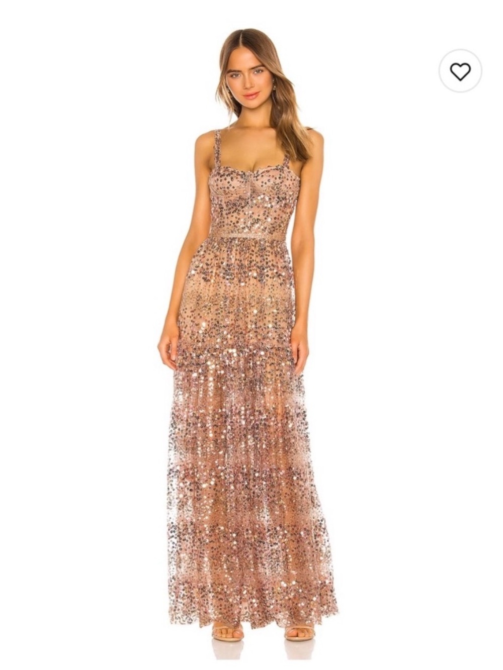 Bronx and Banco Midnight Gold Sequin Maxi Dress 10/XL